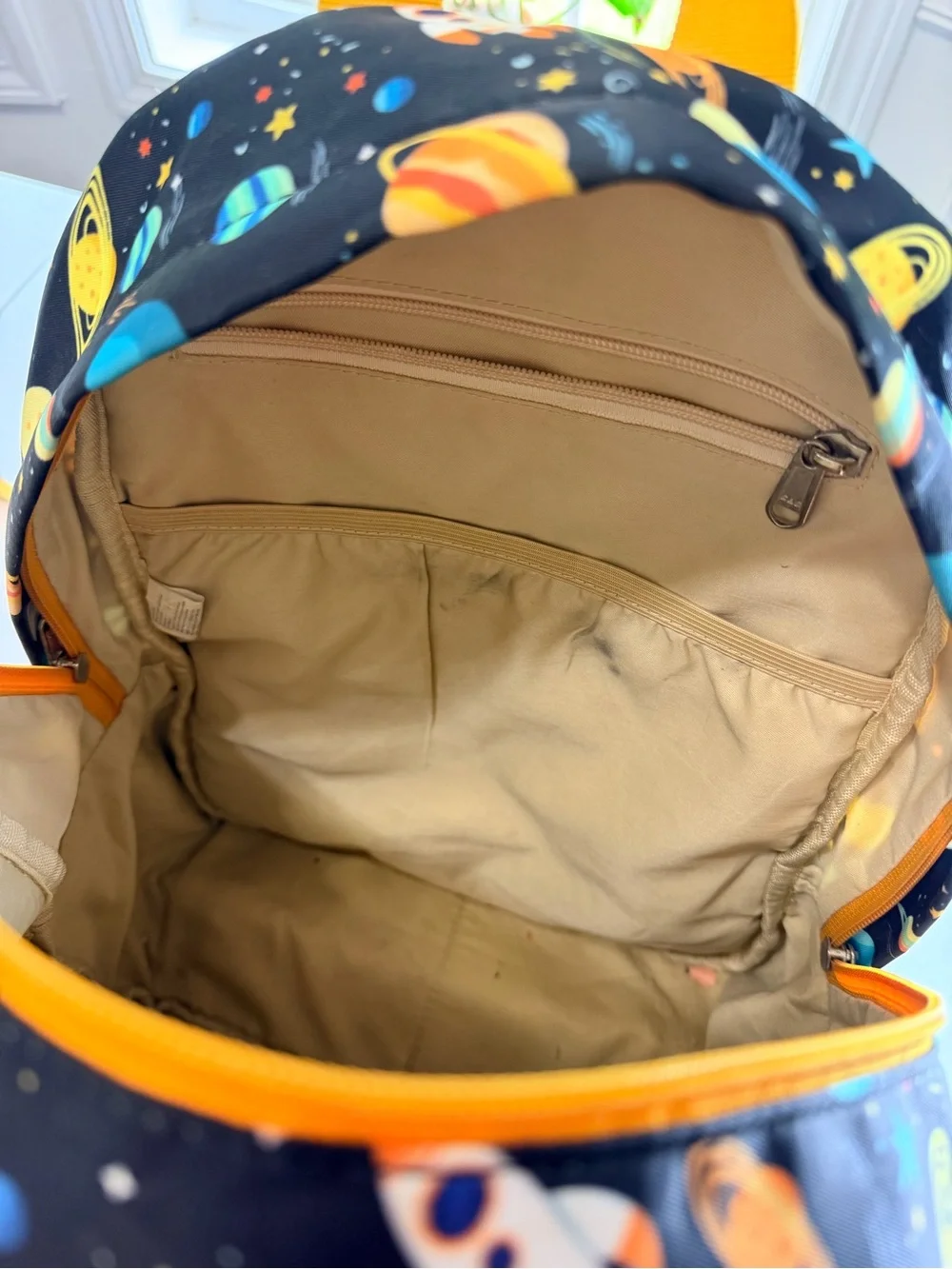 Kids Space Rocket Backpack - Black with Multi-Color Planets